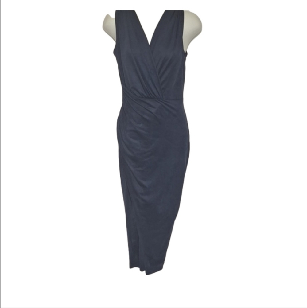 Fashion Nova Navy Bodycon Tank Midi Dress Faux Suede